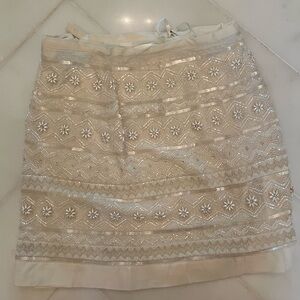 Super cute white beaded mini skirt size small